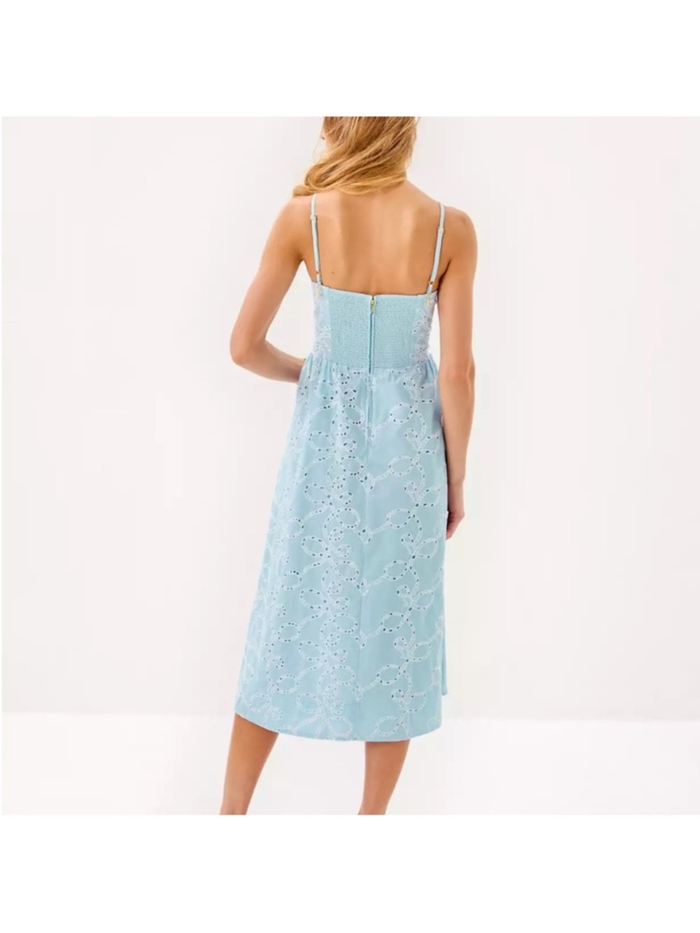 Lilly Pulitzer Pale Blue Eyelet Midi Dress - Picture 2 of 11